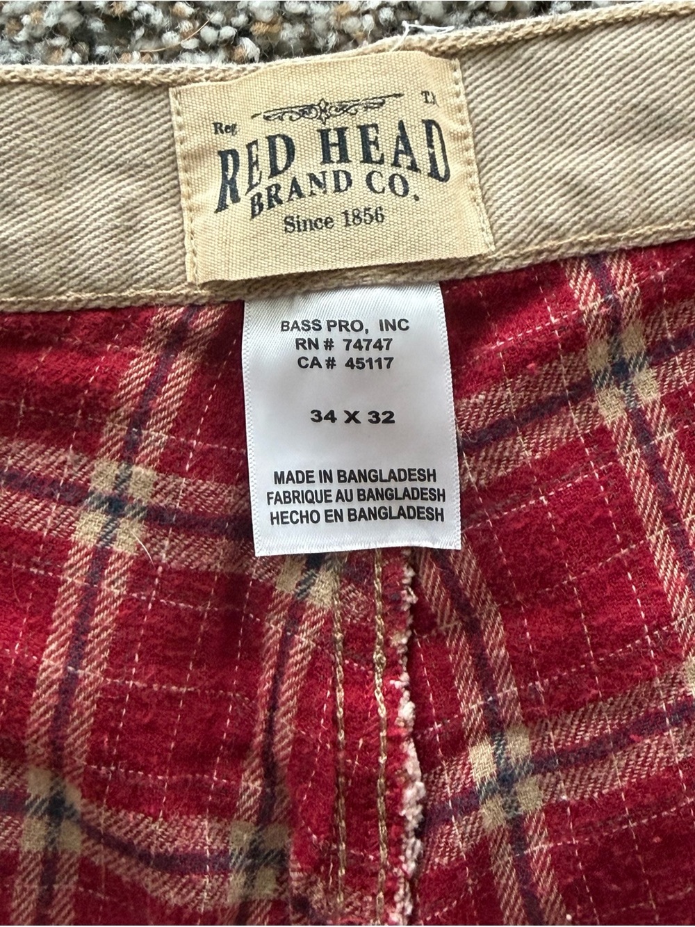 RedHead Men Jeans Straight in Red Plaid